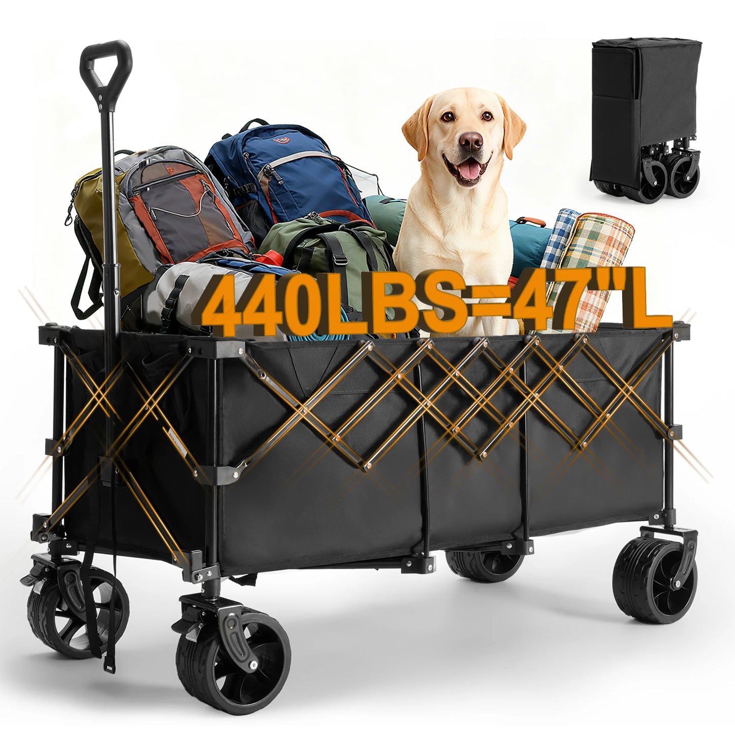 JHK Portable Collapsible Wagon Cart Heavy Duty Utility For Outdoors