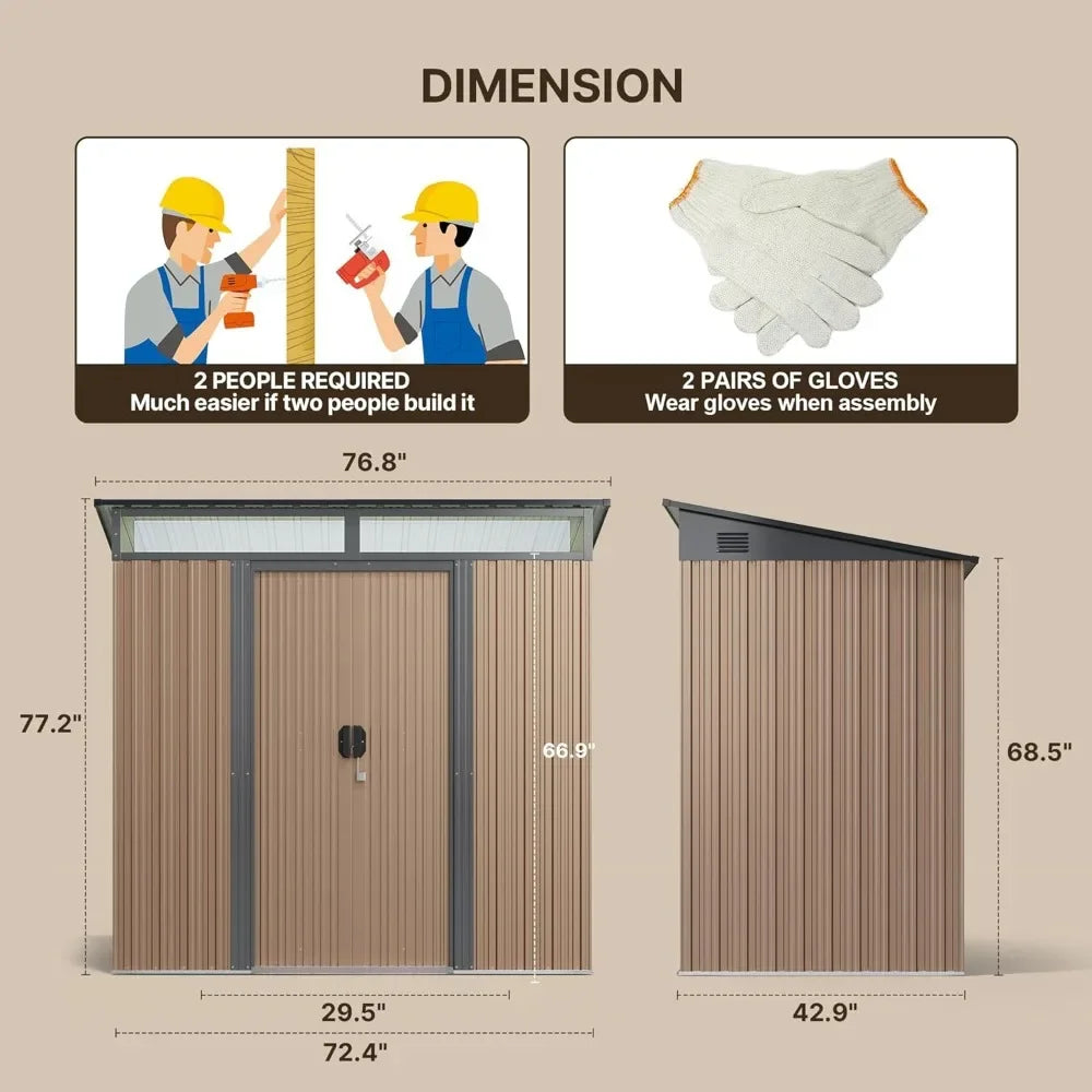 Metal Garden Storage Shed With Sliding Lockable Doors