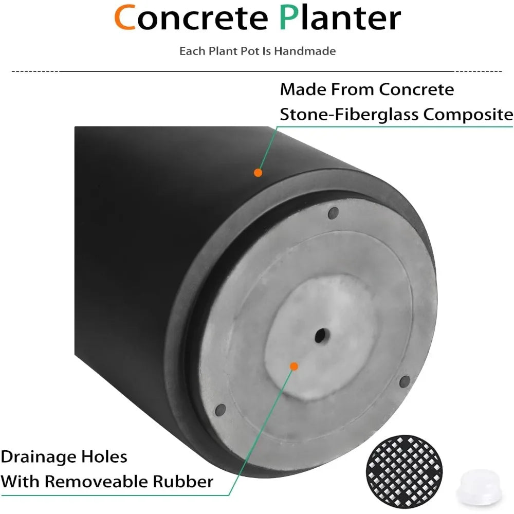 DAFIFY Concrete Planter Indoor Outdoor Pot For Trees And Flowers