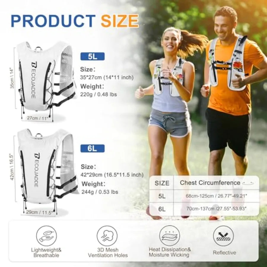 Hydration Running Vest Backpack For Men Women Lightweight Marathon Trail Cycling Hiking