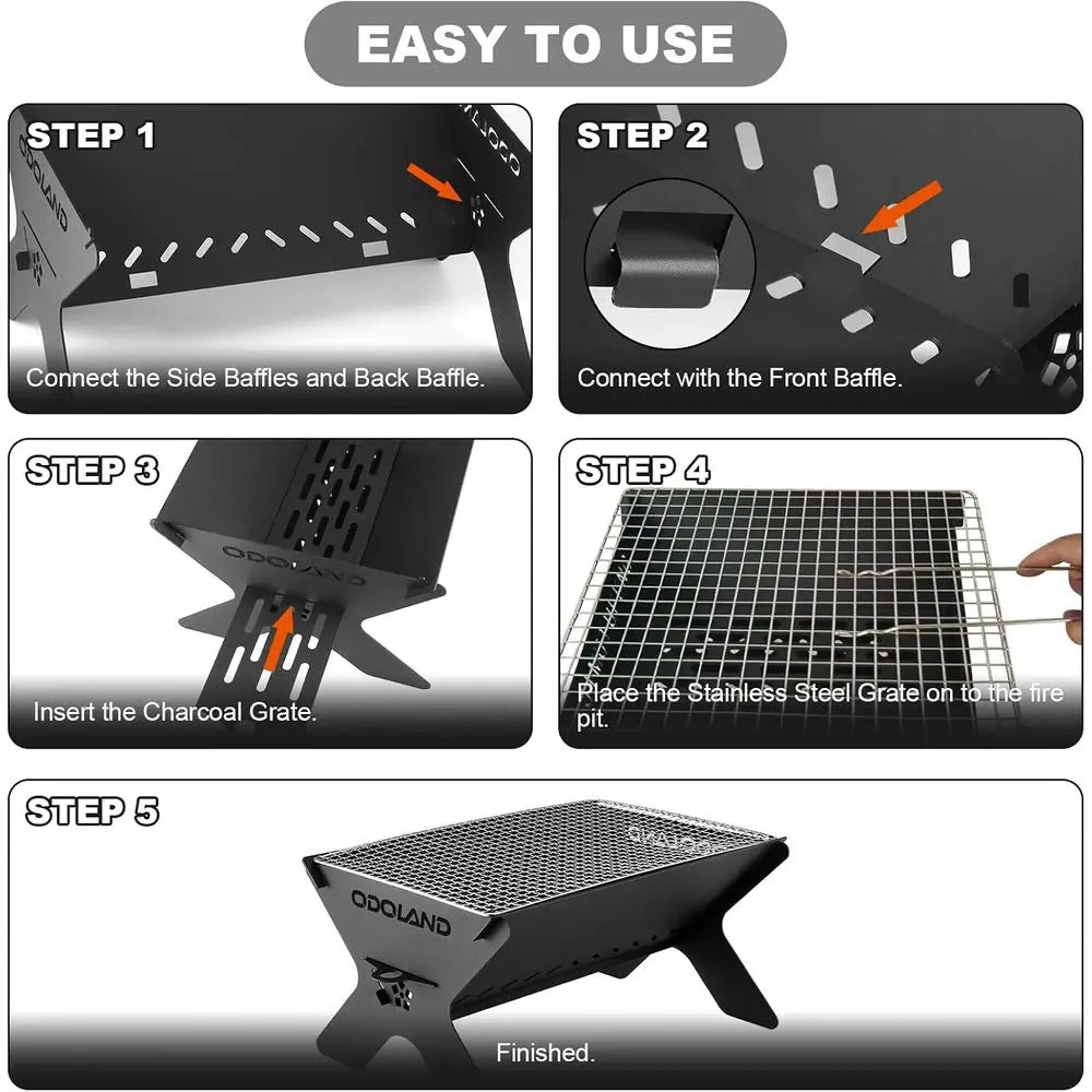 Camping Campfire Grill, Portable Folding Charcoal Grills, Backpacking BBQ Grill, Heavy Duty Dirt Grill with Carry Bag, Outdoor C