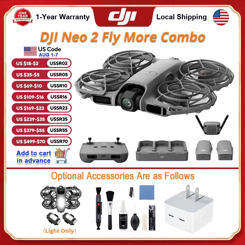 DJI Neo 2 Fly More Combo Drones With Optional Accessories Drone DJI Neo 2 Human Drone 4k Professional FPV Drones Wwith a Camera