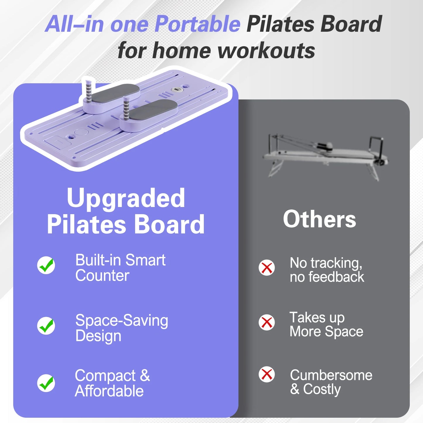 Foldable Pilates Bar Ab Board Core Trainer for Full Body