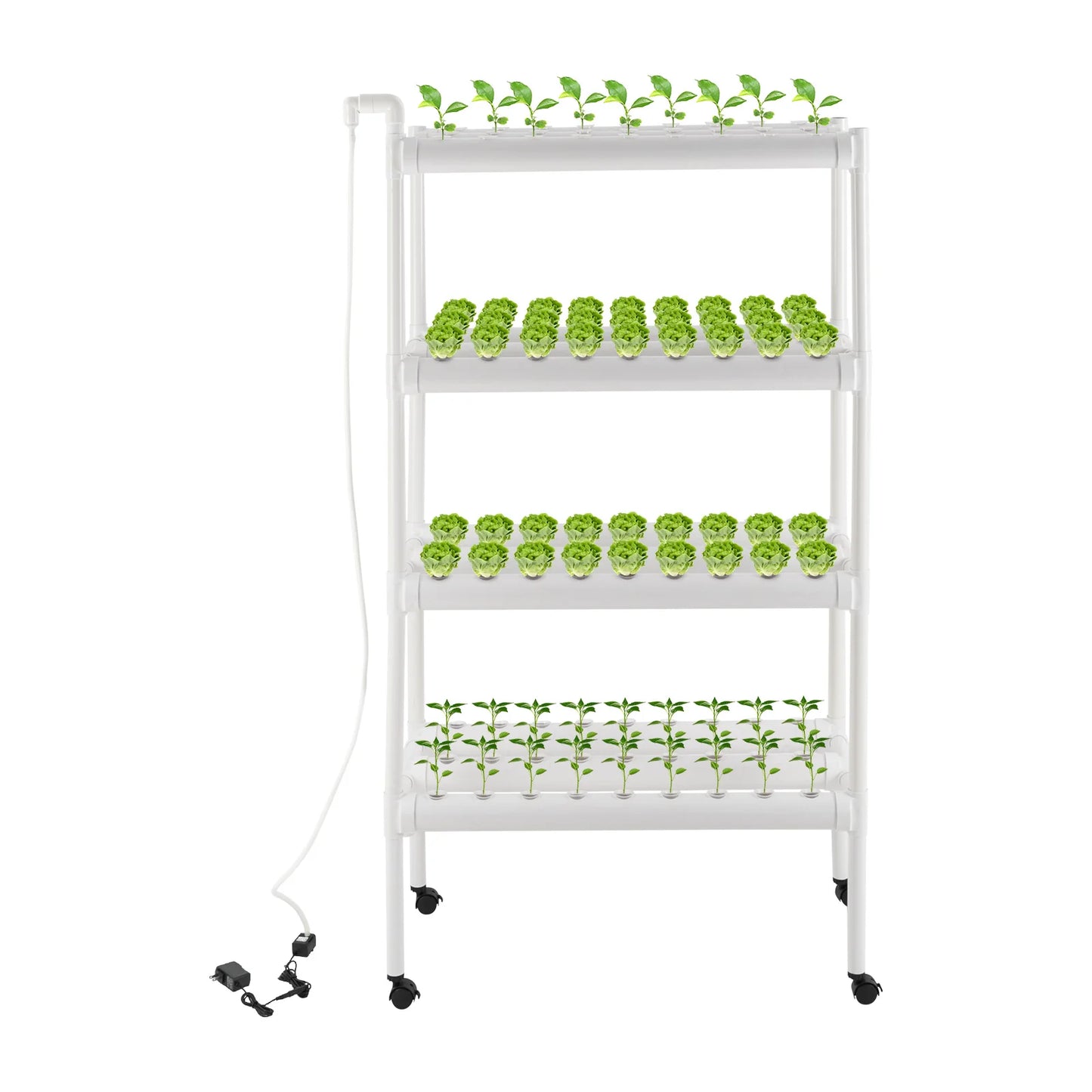 4 Tiers Hydroponic Grow Kit, Hydroponic Planting Equipment with 108 Plant Sites, Hydroponic Growing System with Footmat & Pulley