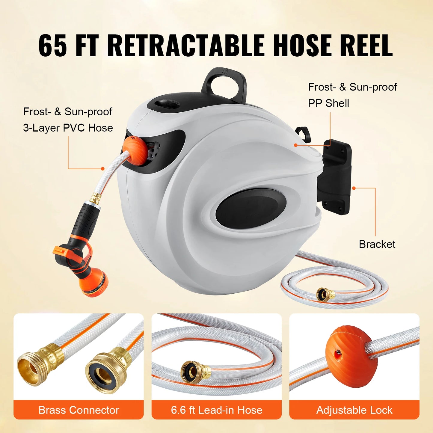 SucceBuy Retractable Hose Reel 180 Swivel Wall Mount with Nozzle