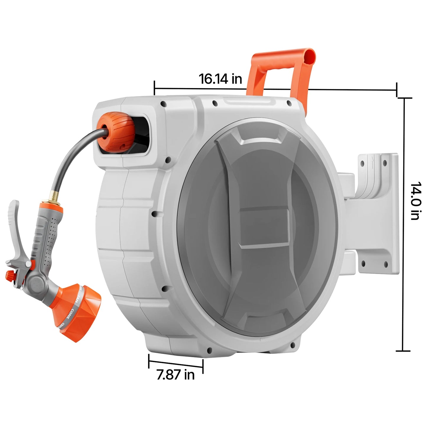 SucceBuy Retractable Garden Hose Reel With Nine Pattern Nozzle