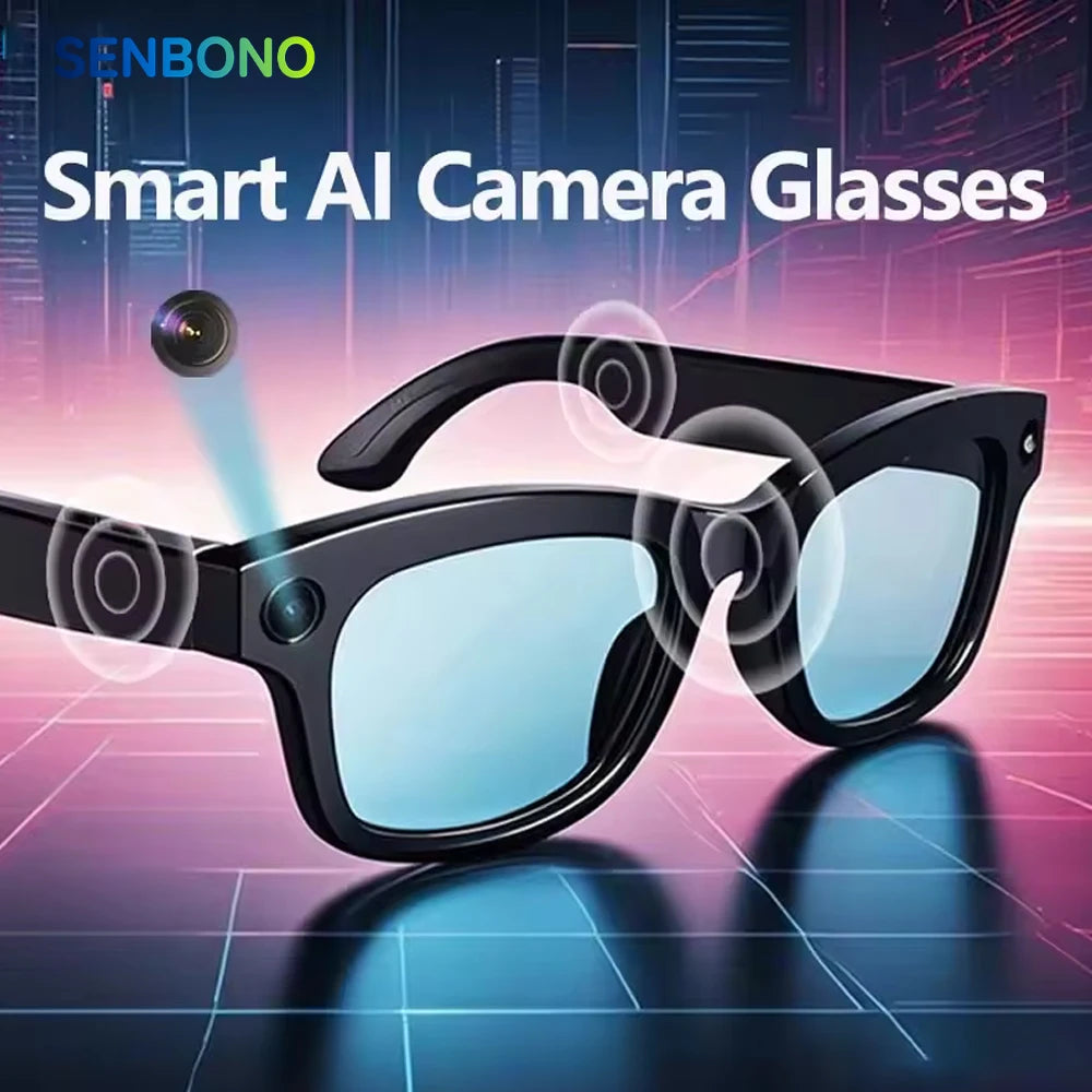 SENBONO Smart Glasses With AI Translator And 8MP Camera 4K Video