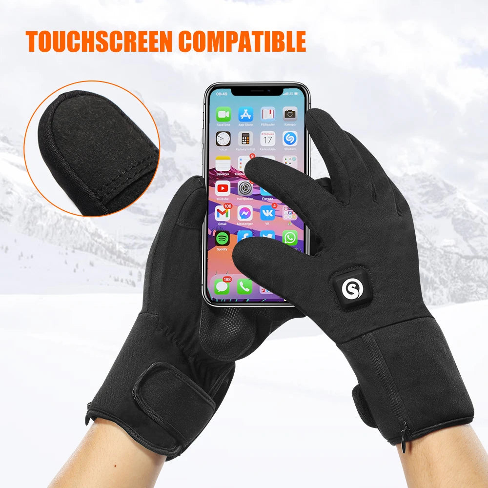 Snow Deer Winter Heated 2200 MAH Gloves Motorcycle Snowmobile Windproof Recycle Battery Touch Screen Skiing Warmer Cover Fingers
