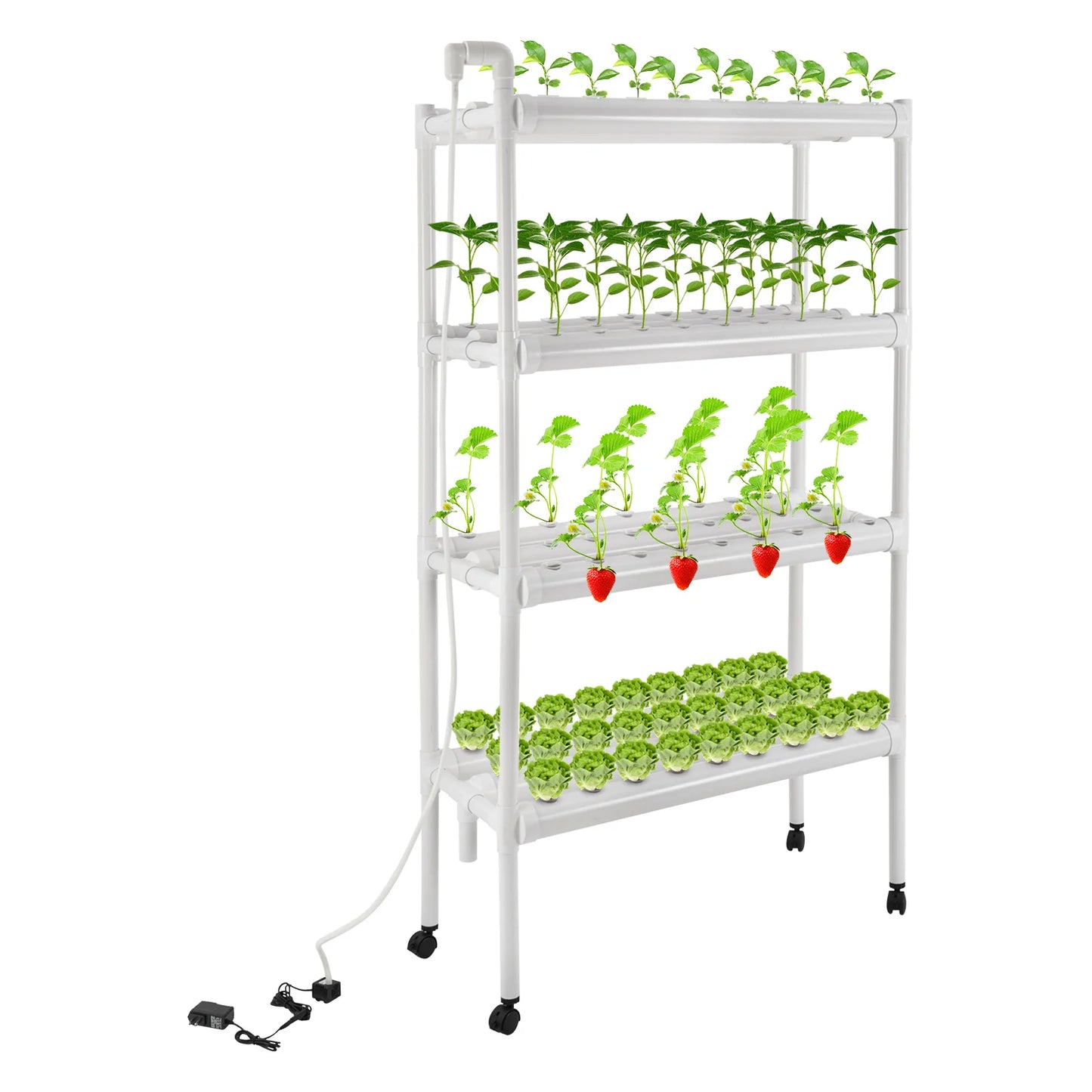 4 Tiers Hydroponic Grow Kit, Hydroponic Planting Equipment with 108 Plant Sites, Hydroponic Growing System with Footmat & Pulley