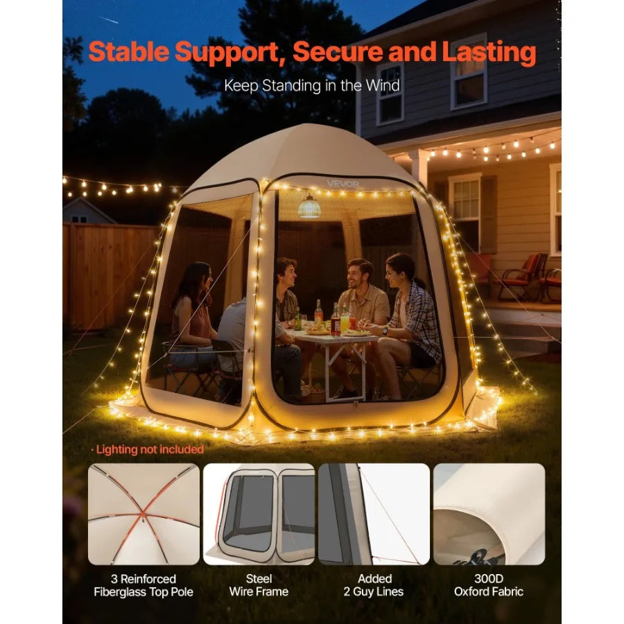 Screen House Pop Up Tent With Netting Sides Stakes